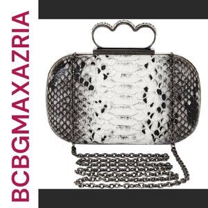 NWT BCBGMAXAZRIA Kingsley Snakeskin Pave Knuckleduster Clutch Crossbody Bag